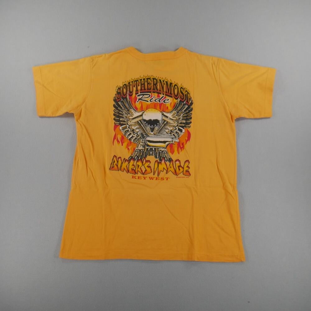 Vintage Y2K Biker Southernmost Ride Key West 3 Buttons Yellow Mens Size Large